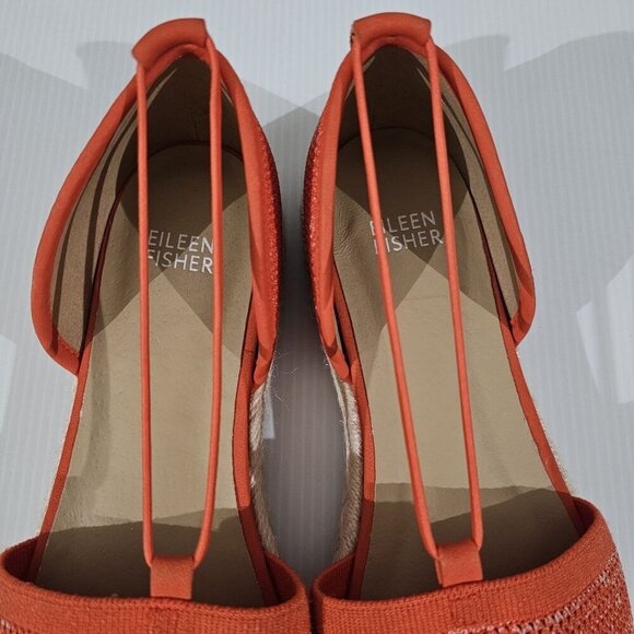 NEW Eileen Fisher Mews Espadrilles Sandal Open Toe Orange Knit Leather Size 9 - Picture 8 of 14